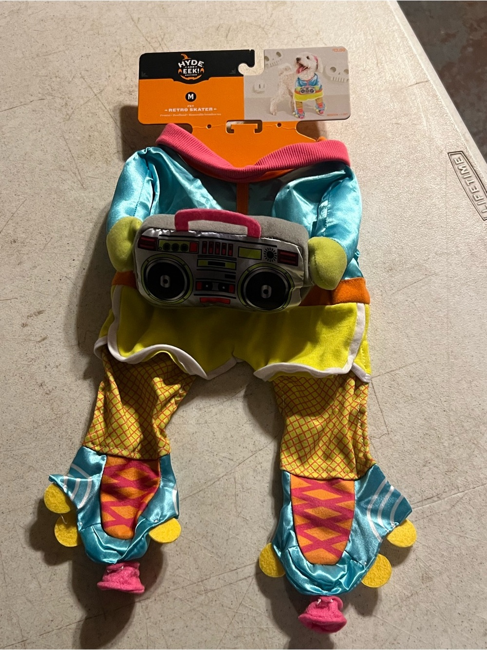 Hyde & EEK! Retro Skater Dog Costume - Turquoise, Yellow, Pink poodle medium